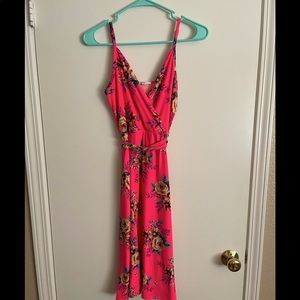 Socialite bright pink floral dress